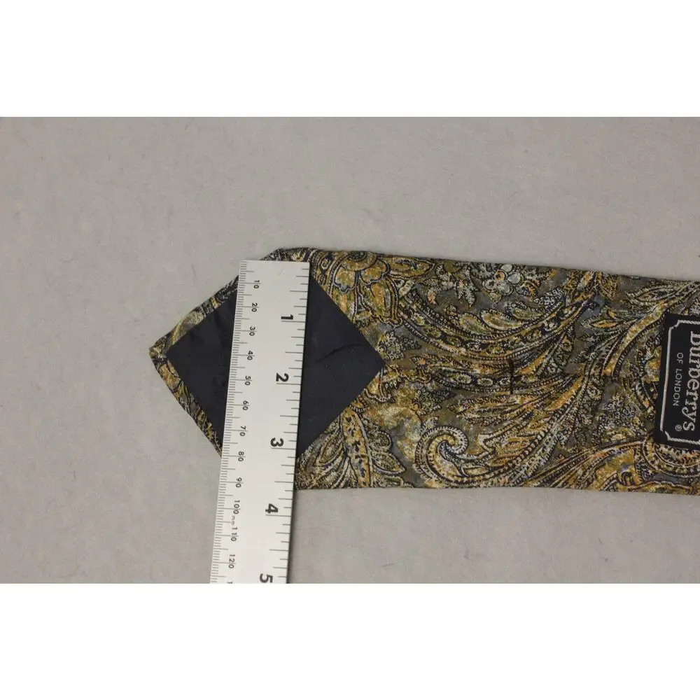 Burberrys of London Tie‎ Mens Paisley Floral Print Brown Tan Business Casual